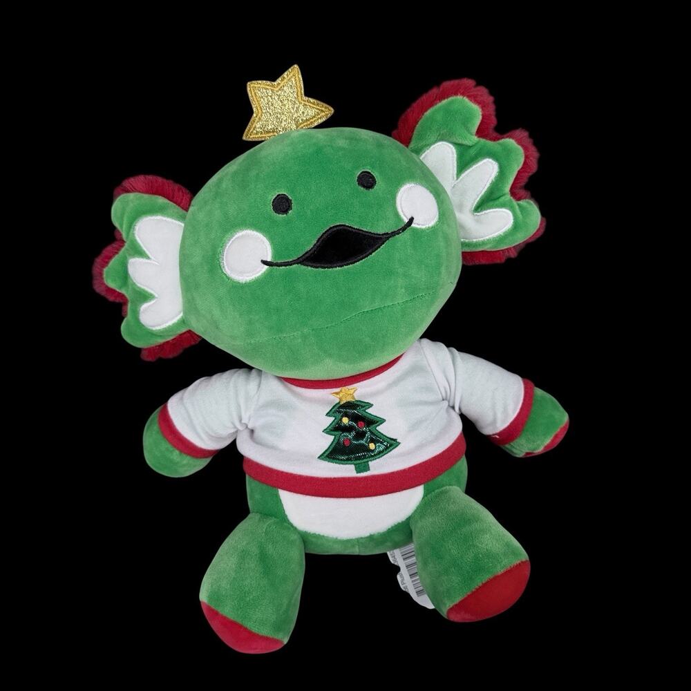 Walmart Christmas Axolotl Plush Green Red Holiday Stuffed Animal Kawaii 11 In